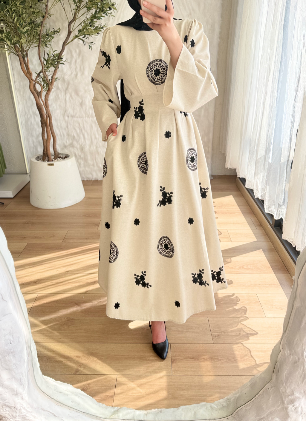 Patterned Keten Dress