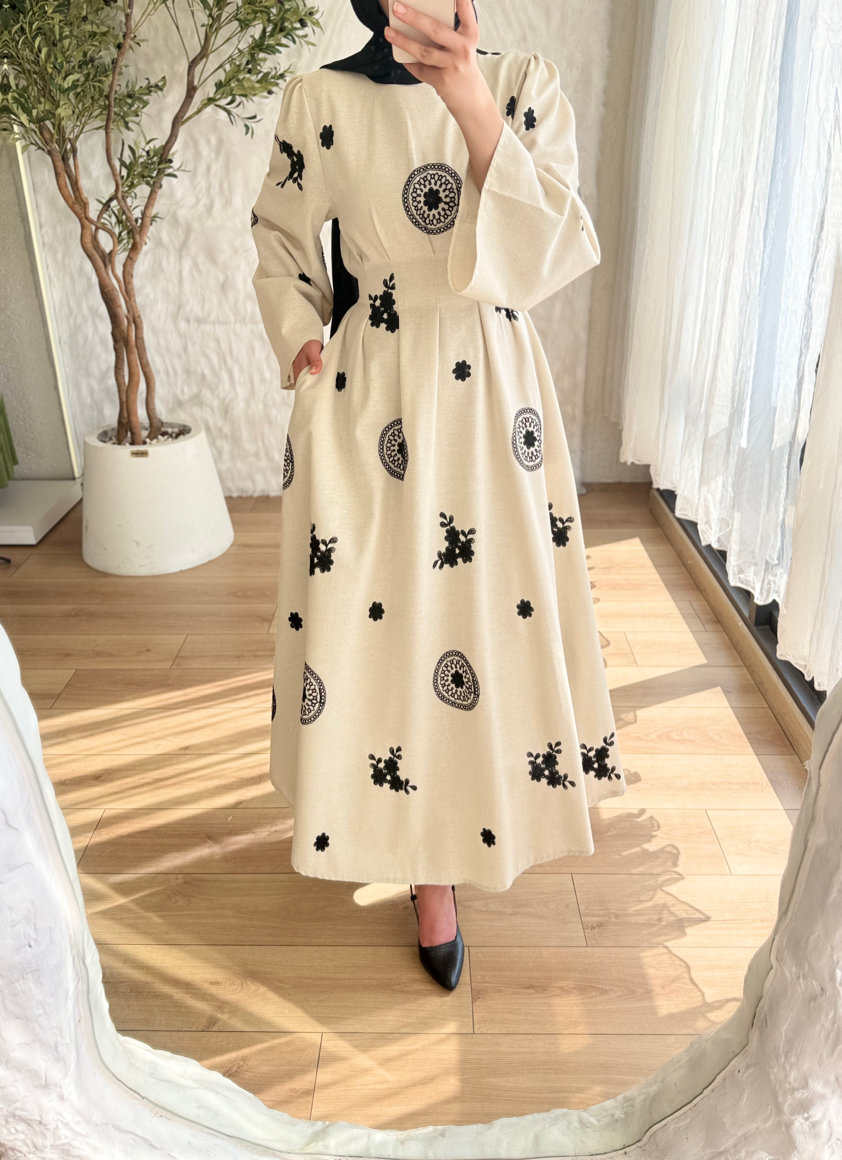 Patterned Keten Dress