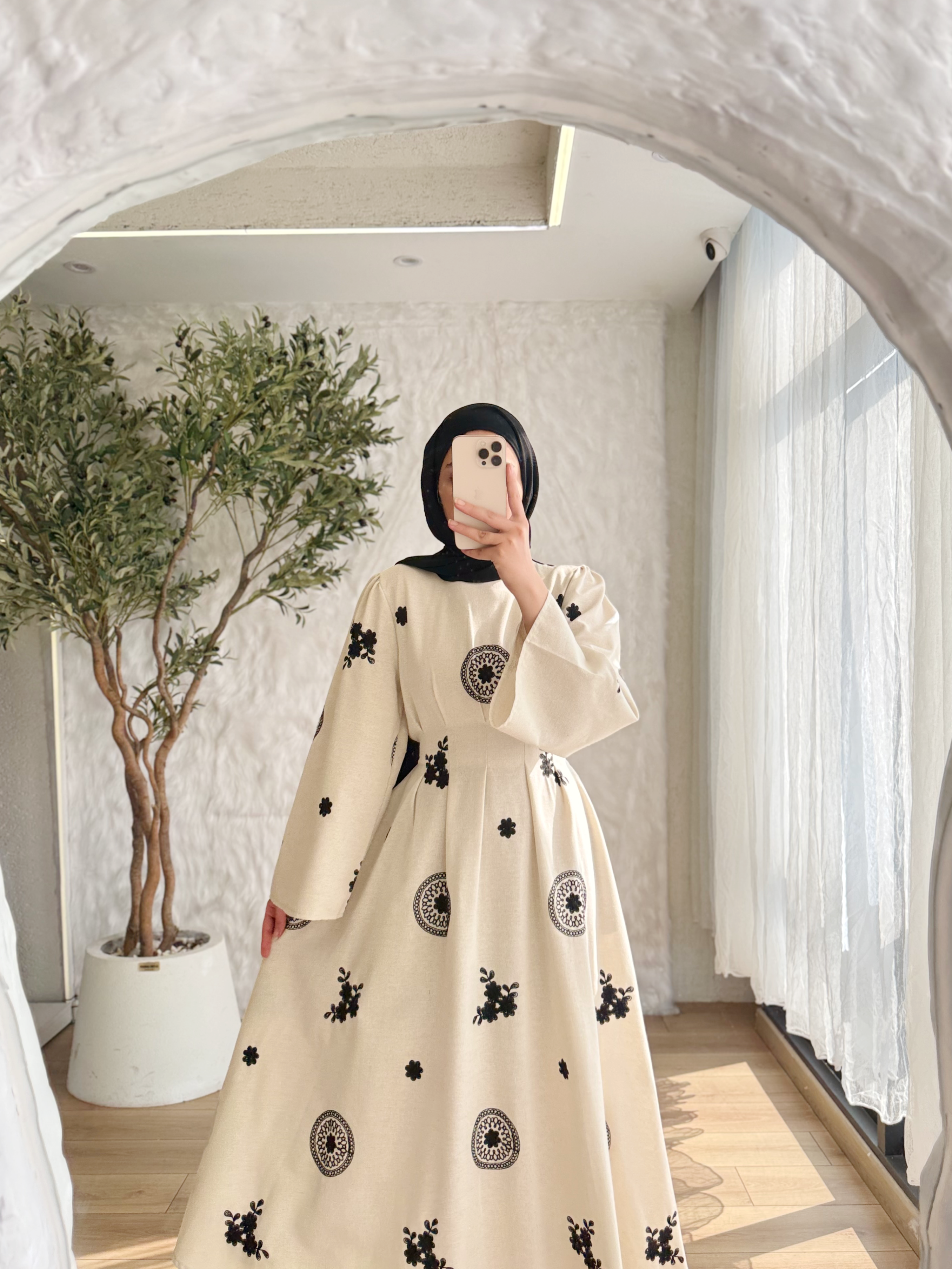 Patterned Keten Dress