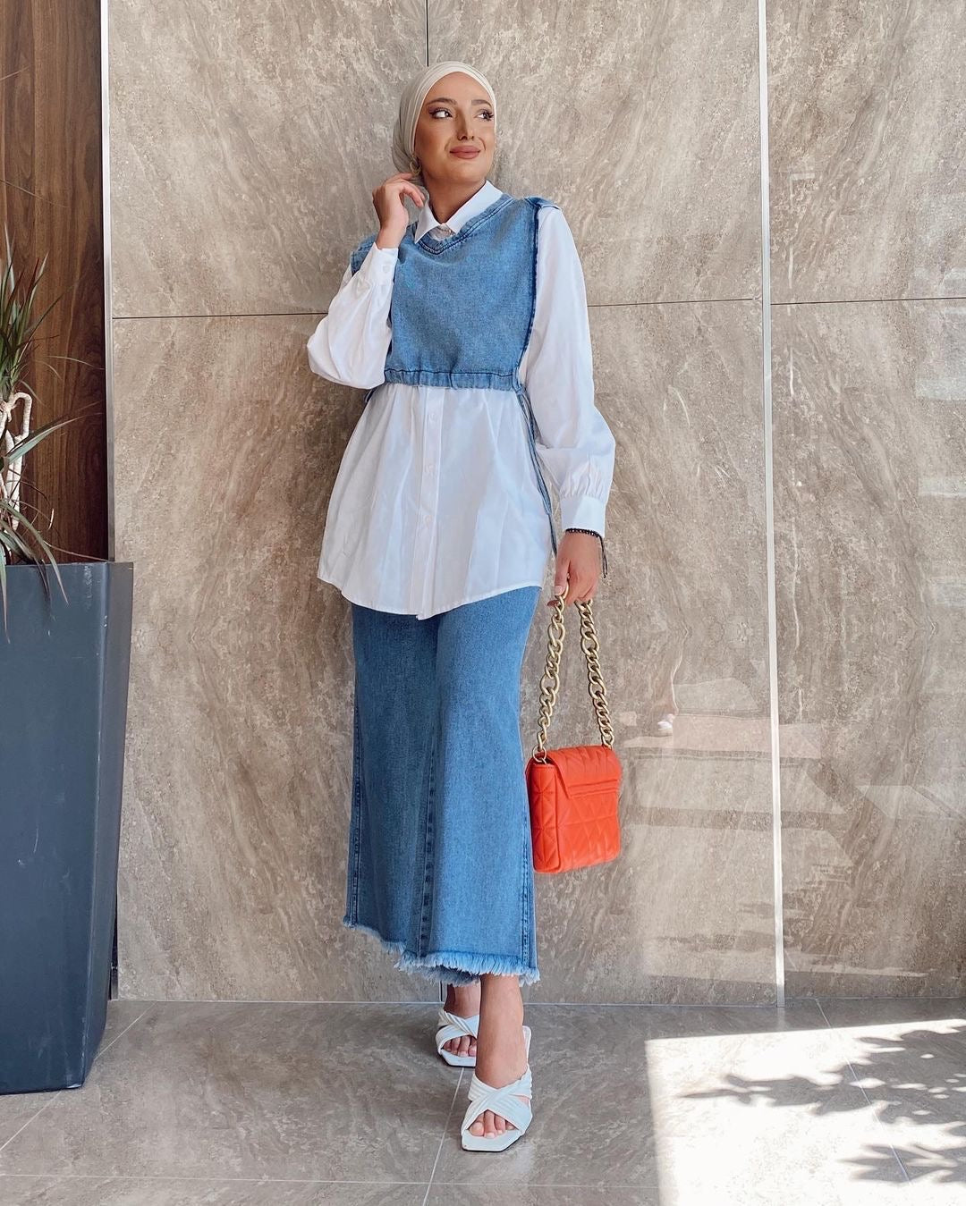 Denim Vest With Shirt