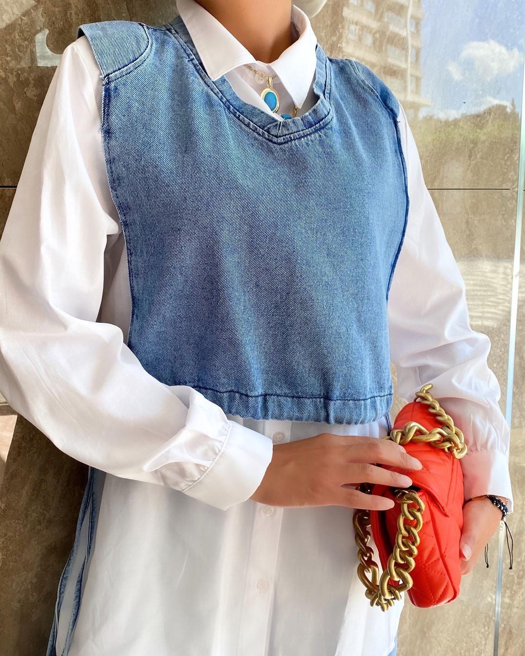 Denim Vest With Shirt